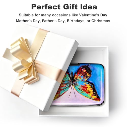 Image of Elfish RFID Blocking Credit Card Protector Aluminum ID Case Hard Shell Business Card Holders Metal Wallet for Men or Women, One Butterfly,
