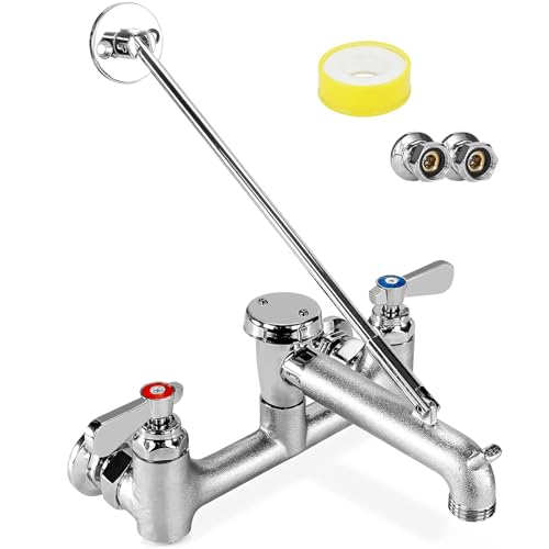 Commercial Mop Sink Faucet with Vacuum Breaker Wall Mount 8 Center