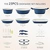 BECIGAR 23pcs Ceramic Pots and Pans Set, Nonstick Detachable Handle Cookware, Induction Kitchen Cooking Set with Removable Handle,include Frying Pans & Saucepans Oven Safe(Blue) #1