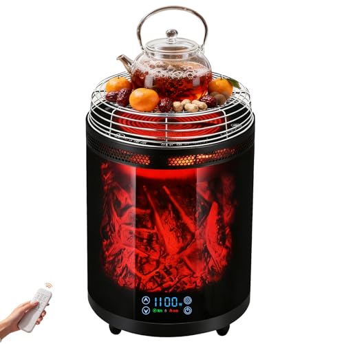 電気ストーブ 暖炉型ヒーター【2025冬暖房・调理・保温 多機能設計】電気暖炉 360°全方位速暖 400~1100W 0~...