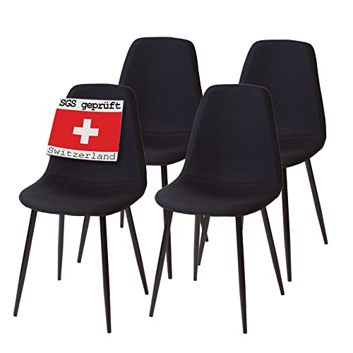 Albatros Retro Esszimmerstühle BARI, 4-er Set, schwarz, SGS geprüft