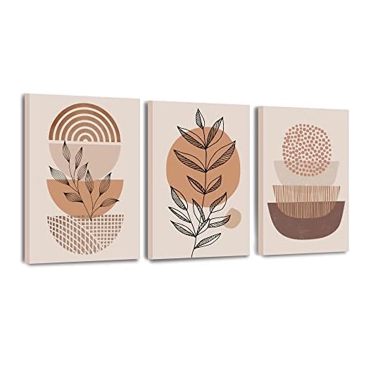 hyidecorart Cuadros Boho Decoración Cuadro Naranjas Abstractos Modernos, Geometría Nórdico Minimalistas Dibujo lineal Lienzos Para Pintar, Salon Dormitorios Comedor Oficina Pasillo Y Baño