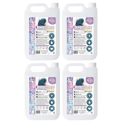 Image of Clearell 20L Hand Soap | SENSITIVE | Pack of 4 x 5L | Luxury Antibacterial Hydrating Skin & Body Wash Refill for Soft and Sensitive Skin Care - 100% Vegan & Cruelty Free