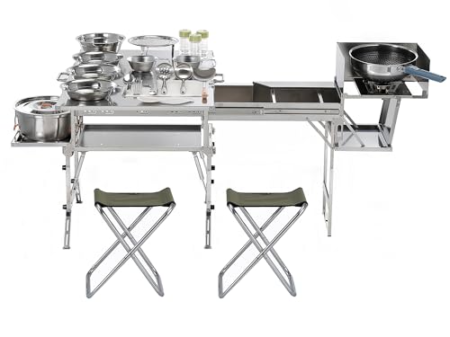 Womeyork Portable Camping Table & Chairs Set – Foldable Outdoor Furniture with Storage Drawer for Picnics, Backyard & RV Travel