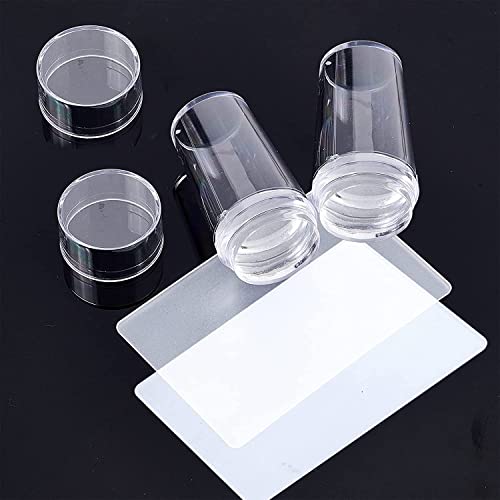 Norhogo Nail Art Stamper mit Schaber, Silikon Nagel Stempel, für Stamping & French Nails - Fingernägel stempeln für Lack, UV Gel oder Acryl, DIY Maniküre Werkzeuge, Nagel Transferstempel (2pcs)