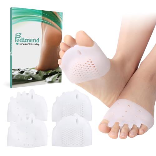 Pedimend 2 pares de almohadillas metatarsianas de gel para los dedos de los pies, alisador de dedos de gel para dedos superpuestos, corrector de juanetes, alivio del dolor del antepié Hallux Valgus