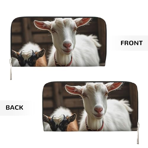 Pu Leather Wallet For Women Girl, Zip Around Credit Card Holder Cute Goat Long Wallet Clutch Purse Waterproof Travel Handbag2
