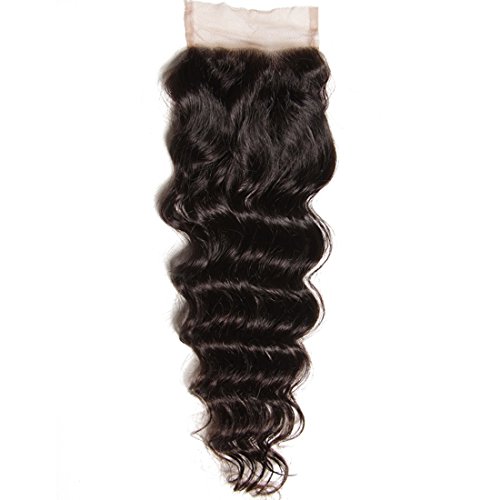 YIROO 9A Brazilian Natural Wave Lace Closure Free Part 100% Virgin Human Hair Natural Color (16'' Closure)