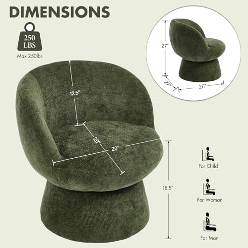 Sillón giratorio redondo chenille verde miniatura 2