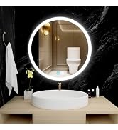 SDXYSTCE Miroir de salle de bain LED rond à intensité variable en continu avec miroir antibuée av...