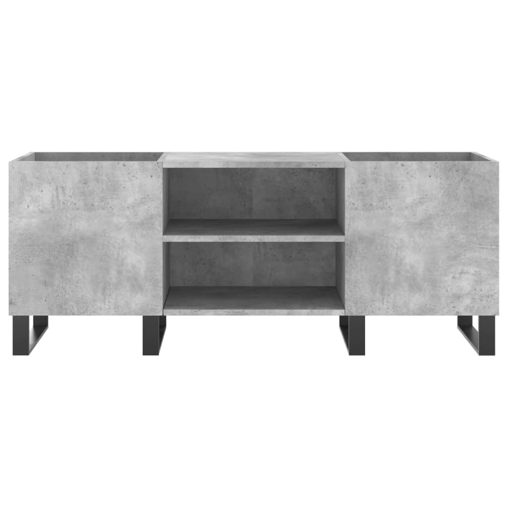 Armadio per dischi grigio cemento, 121 x 38 x 48 cm, in vinile vintage, con gambe in ferro, robusto scaffale per dischi LP per soggiorno