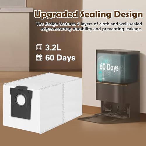 Image of 12 Pack Dust Bags for Dreame L40 /L40s /AE /CE /L50 /L60 /D30 /L10 /L10s Pro Ultra | X60 Max /X50 /X40 /Aqua10 /D10 Plus Gen 2, Mova E40 /P10 /P50 Pro /Z60 Ultra Vacuum Cleaner, 3.2L Large Capacity Bags Replacement