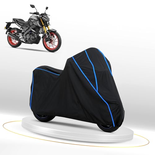 Image of Waterproof Bike Cover for Yamaha MT 15 | Heavy Duty Polyester | All-Weather, Dustproof, UV Protection | Triple Stitched Elastic Hem, Snug Fit Black