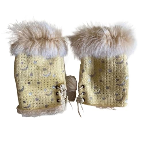 Gants d'hiver rétro en peluche et demi-doigts pour femmes