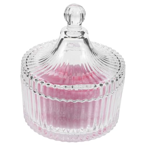 LIFKOME Borla Grande y Esponjosa para Polvos Corporales 1 Unidad 90x30 Mm Felpa Suave Mujer Maquillaje Aplicación Corporal con Lazo Rosa para Uso Diario Recipiente de Vidrio Incluido