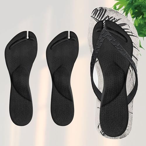 Image of SooGree 2 Pairs Gel Arch Support Cushion Insoles Adhesive Silicone Flip Flop Thong Inserts Invisible Slim Inserts Pain Relief Anti-Slip Shock Absorption Plantar Fasciitis (Black, S)