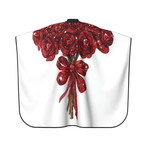 Delantal de corte de pelo antimanchas con rosas rojas para evitar restos de cabello 2