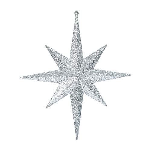 Vickerman 12" Silver Iridescent Glitter Bethlehem Star Christmas Ornament, 2 per Box
