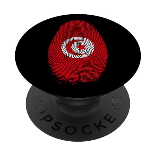 Tunisia Flag Fingerprint Tunisian Gift for Tunisians PopSockets PopGrip Adhesivo