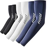 ROCKTAKIN UV Sonnenschutz Arm Sleeve für Herren Damen, UPF 50+ Kühlung Armstulpen Sommer Kompression Tattoo Radsport Armlinge Unisex Armwärmer für Laufen Golf Gaming Basketball Cycling Fußball– 3 Paar