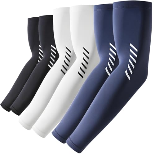 ROCKTAKIN UV Sonnenschutz Arm Sleeve für Herren Damen, UPF 50+ Kühlung Armstulpen Sommer Kompression Tattoo Radsport Armlinge Unisex Armwärmer für Laufen Golf Gaming Basketball Cycling Fußball– 3 Paar