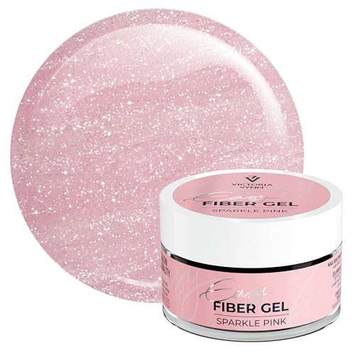 Victoria Vynn Gel de construction scintillant UV/LED Easy Fiber Gel pour ongles Manucure Rose Scintillant 15ml