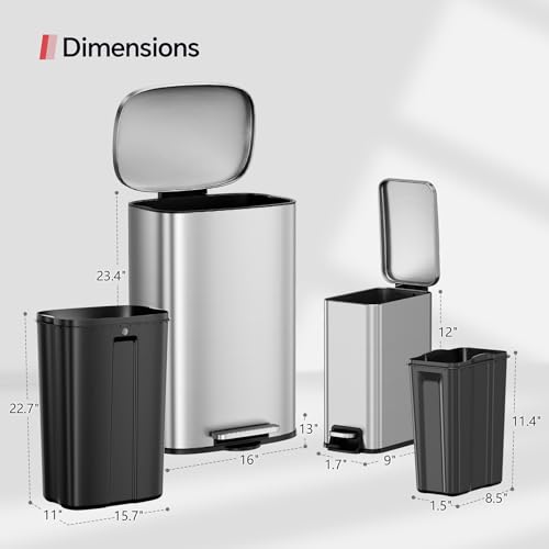 Set de Canecas de Basura de Acero Inoxidable Xcity 14.6 gal miniatura 6