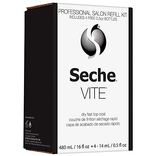 Seche Vite Dry Fast Top Coat 16oz Refill Kit, 16 oz Refill & 4 x 0.50 oz