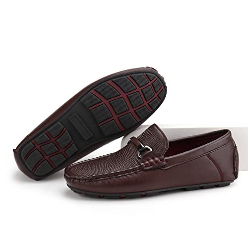 JABASIC Kids Penny Loafer Casual Slip-On Moccasin Flats Boys Dress Shoes4