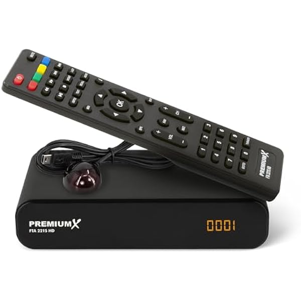 Premium X HD 221S odbiornik satelitarny – DVB-S2 FTA cyfrowy odbiornik satelitarny, kompatybilny z Unicable, HDMI i SCART, USB Media Player, kompaktowy, fabrycznie zainstalowany niemiecki nadajnik