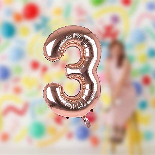 Image of AMFIN 3 Number Foil Balloon - Rose Gold