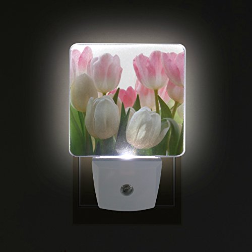 Tulips Led Nightlight Lamp, Mothers Day 2 Pack Plug-In Led Night With Dusk To Dawn Sensor For Bedroom Bathroom Kitchen Hallway Living Room Decorative Daylight #TOP2