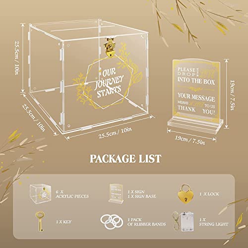 Sekkvy Acrylic Wedding Card Box Money Post Gift Box Holder,Clear Card Box Large Letter Envelope Boxes With Lock And Slot For Reception Anniversary Birthday Party Memory Box #TOP1