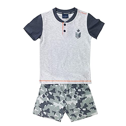 Photo de NADA HOME Pyjamas Enfant Mi Manches Surf Printemps Été Coton 4185 - Gris Melange, 7 Âge