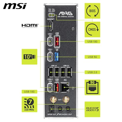 MSI MAG B850 Tomahawk Max WiFi II Carte mère ATX pour processeurs AMD Ryzen 90008000 / 7000 AM5 VRM SPS DDR5 Memory Boost OC jusqu'à 8400+MT/ PCIe 5.0 x16 .2 Gen5 Wi FI 7 5G LAN - vue 10
