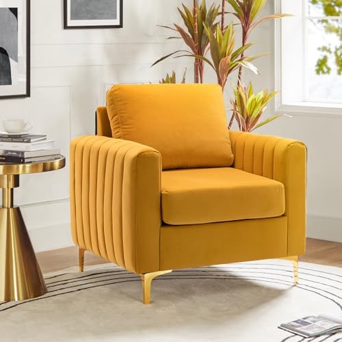 HULALA HOME Velvet Accent Club Chair, Modern Velvet Armchair Upho...