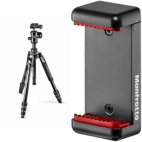 Manfrotto MKBFRTA4BK-BH Befree Advanced Treppiede da Viaggio, Chiusura Twist M-Lock, Testa a Sfera & MCLAMP Attacco per Smartphone, Grigio