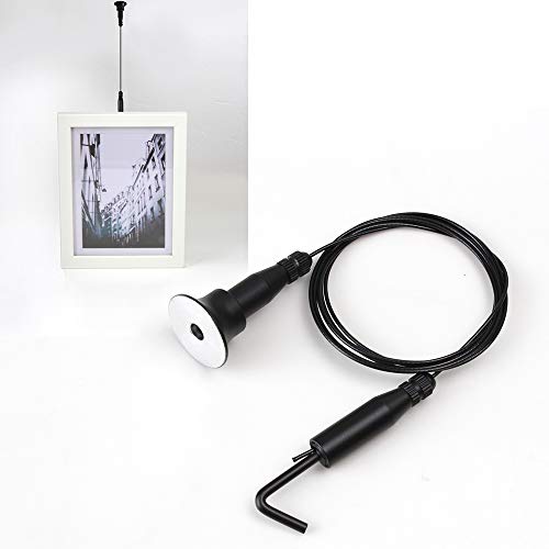 KOTECH Korea Black Picture Frame Hook Wire 40"(1M) for Ceiling with Screw, Stainless Steel Picture Hanging System, Gallery Art Photo Frame Wire Hanger, Made in Korea