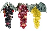 HENGSINGMA 3 Bunches Lifelike Fake Grapes, Realistic Plastic Rubber Faux Artificial Grapes for Decoration, Fake Artificial Fruit for Wedding Kitchen Wine Decor