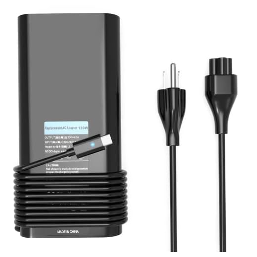 Dell 130W Laptop Charger USB C AC Adapter for Dell Precision 5570 3571 5470 3561 3551 3541 5760 5550 3550 3560 5510 5560 5750 XPS 15 17 9720 9520 9500 9510 9575 P91F P92F Power Cord