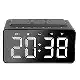 Es tanto un altavoz como una alarma digital. reloj, que es multifuncional y elegante con el modo de alarma dual y dormitar.