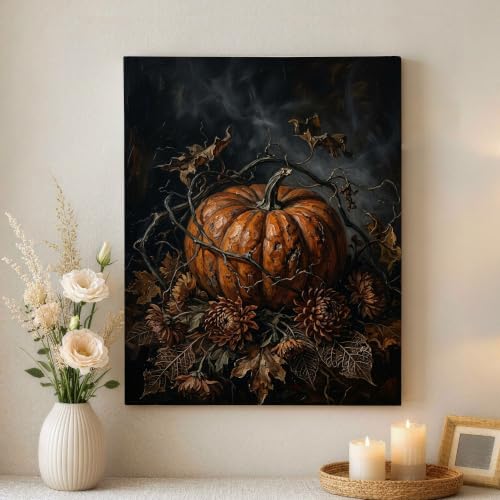 Lienzo decorativo de flores rústicas y vides de otoño para colgar en casa