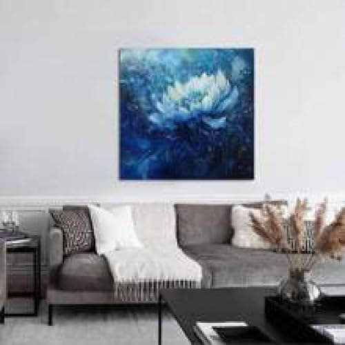 Nénuphar bleu toile art mural décoration maison grande affiche peinture murale - 4