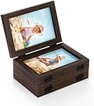 Covzoe 5 Folding Picture Frame, 4 x 6 Inch Double Hinged Wood Photo Frame with 5 Opening, High Definition Rustic Desktop Family Photo Collage for Birthday Christmas Lover Gift