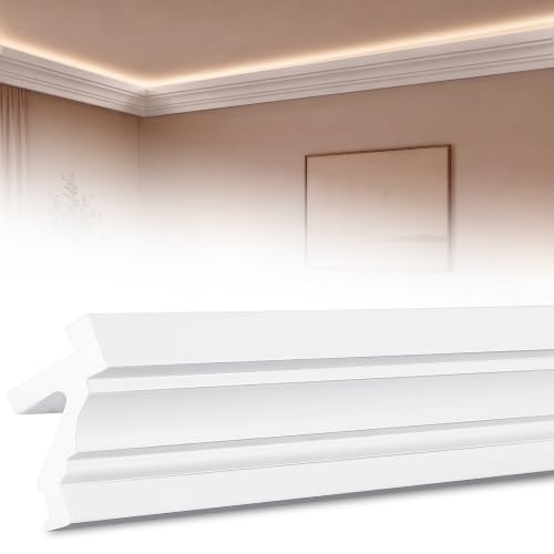 Image of Pushglossy 9 Pc 47.2 inch(Total 35.4Ft) Ceiling Crown Molding with LED Duct Kit