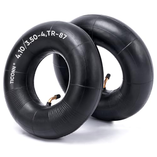 TICONN 4.10/3.50-4 Tire Inner Tube, 2 Pack Inner Tire Tube for Wheelbarrow Tires, Replacement Tube with TR-87 Bent Valve Stem for Wheelbarrows, Mowers, Hand Trucks, ATVs