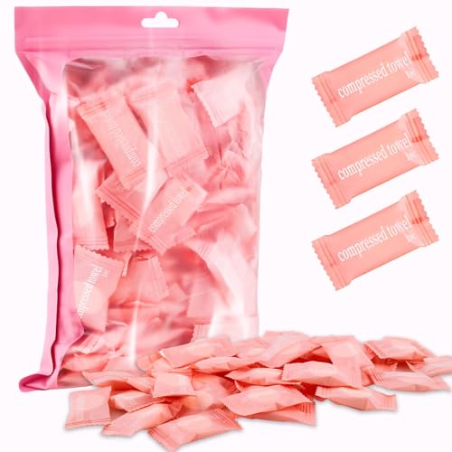 150Pcs Compressed Towel Tablets Portable Mini Compressed Towels Disposable Face Towel Washcloths for Travel Beauty Home Hand Wipes Camping Hiking Outdoor Activities Individually Wrapped MEQHUO