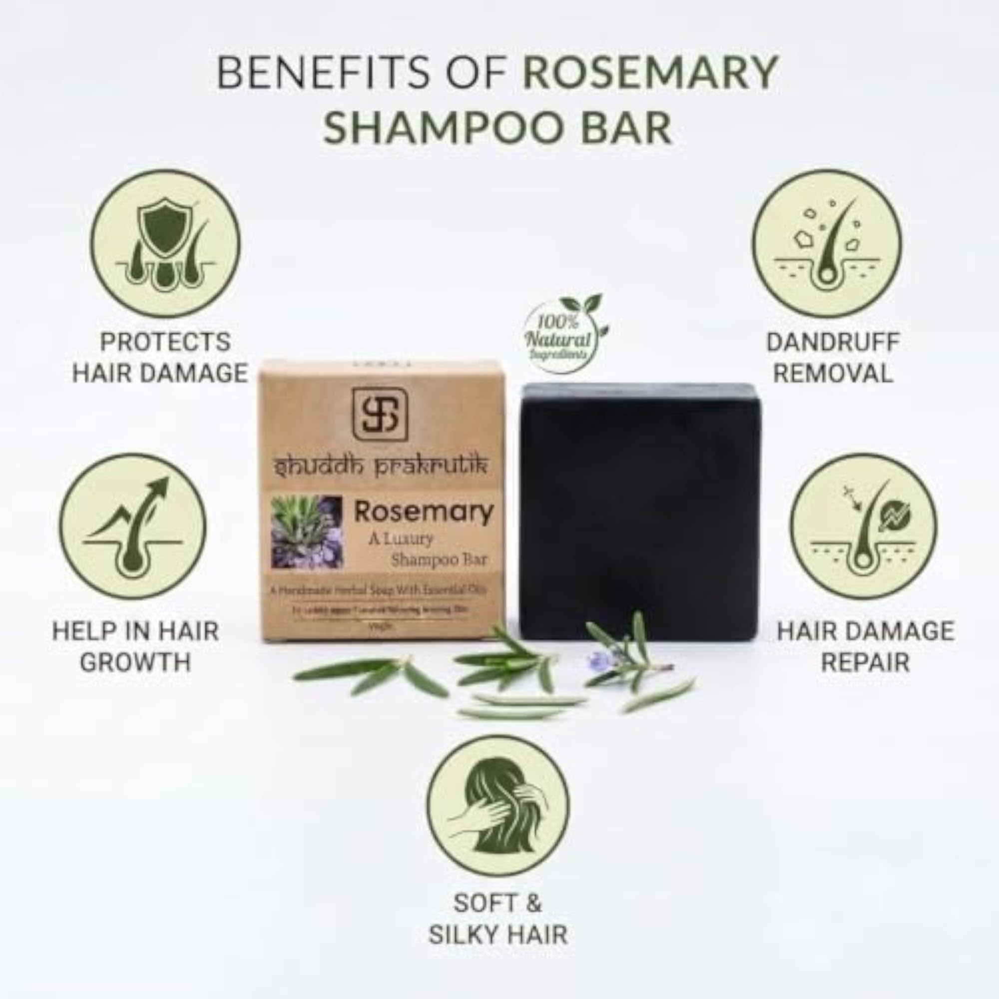 Rosemary Luxury Shampoo Bar for Hair Growth & Dandruff Control