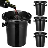 Cabilock Black Plastic Wine Spit Bucket 8.3 Inch Round Double-Handle Wine Dump Ice Bucket for Tasting Bar and Party Use