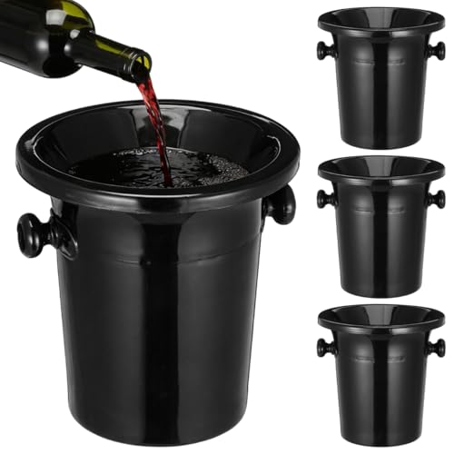 Cabilock Black Plastic Wine Spit Bucket 8.3 Inch Round Double-Handle Wine Dump Ice Bucket for Tasting Bar and Party Use